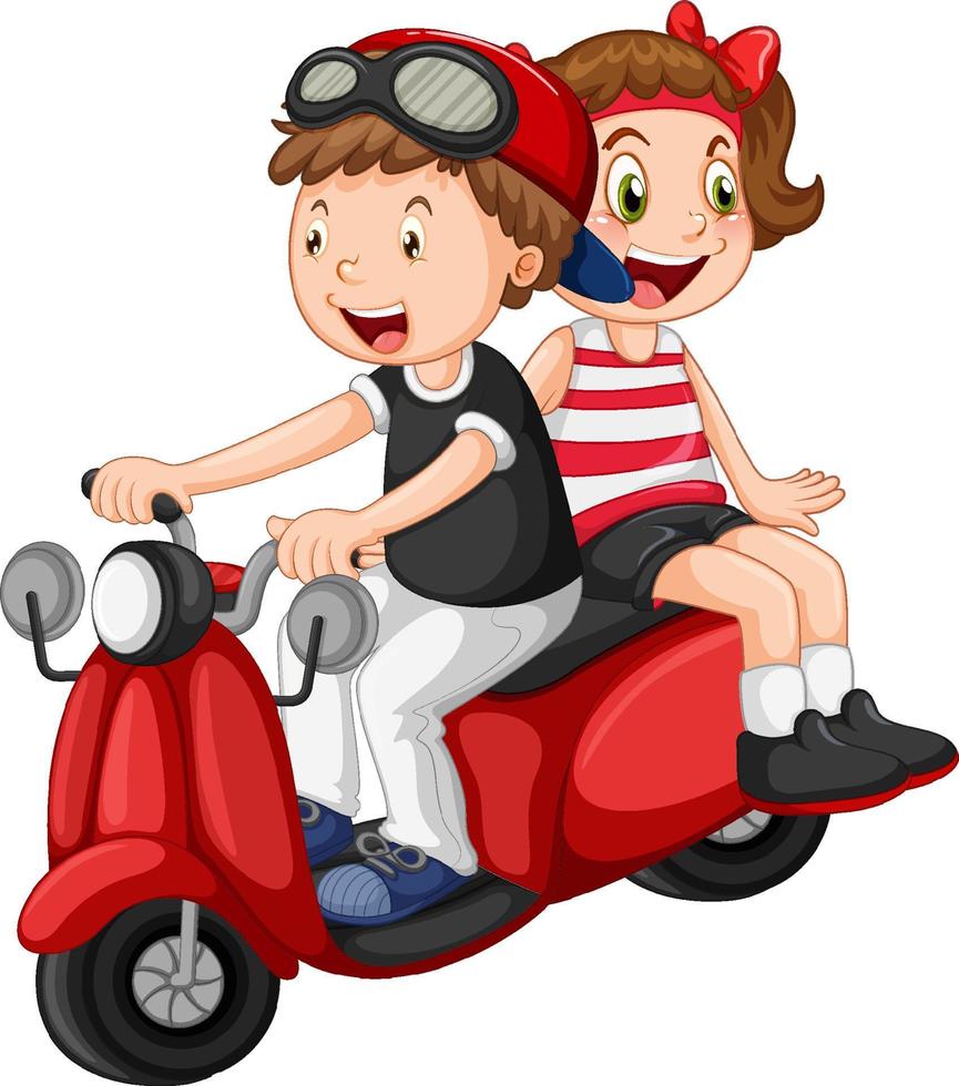 röd motorcykel med barn tecknad vektor