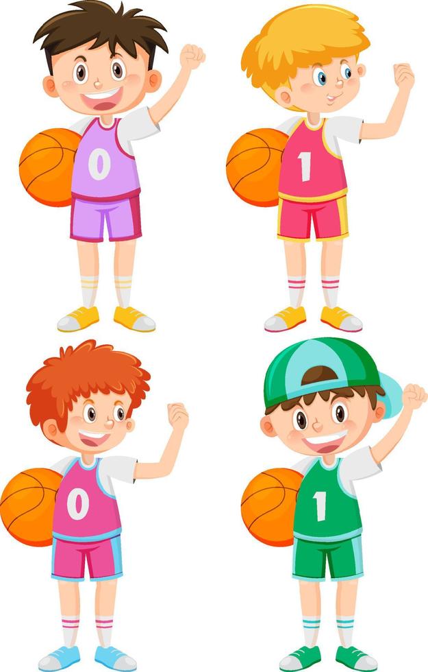 ein Junge, der Basketball-Cartoon spielt vektor