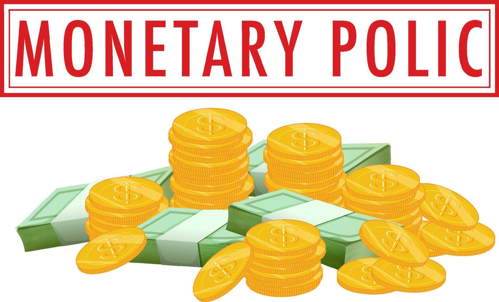 währungspolitischer Stempel mit Geldhaufen vektor