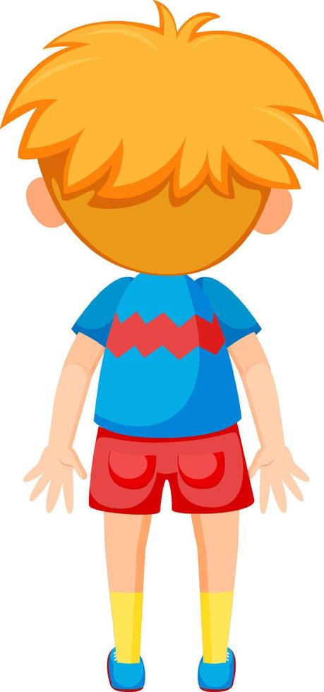 Rückseite einer Zeichentrickfigur eines kleinen Jungen vektor