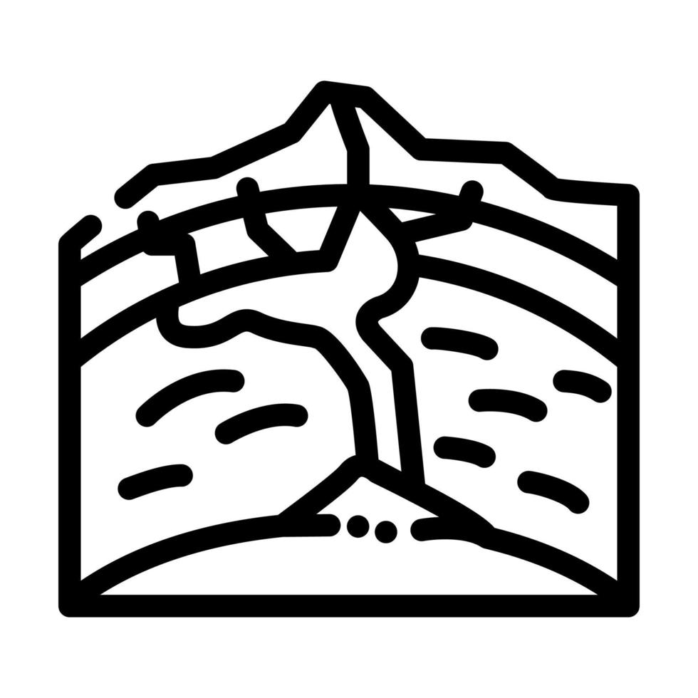 Vulkanbildung Prozesslinie Symbol Vektor Illustration