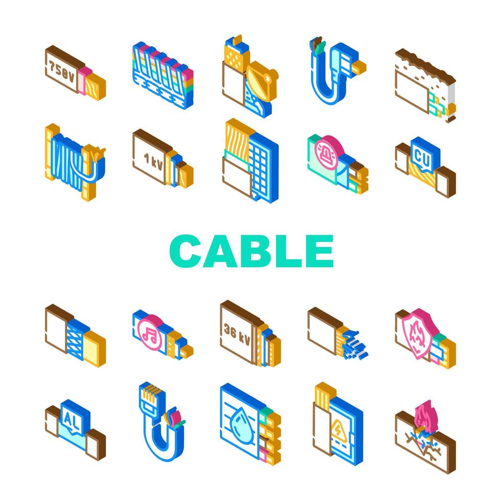 kabel tråd elektriska systemet ikoner som vektor