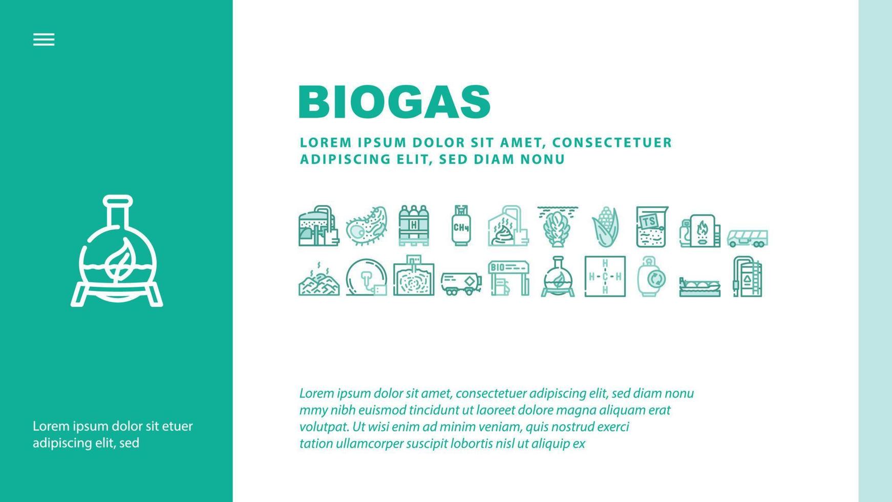 biogas energi bränsle landning header vektor