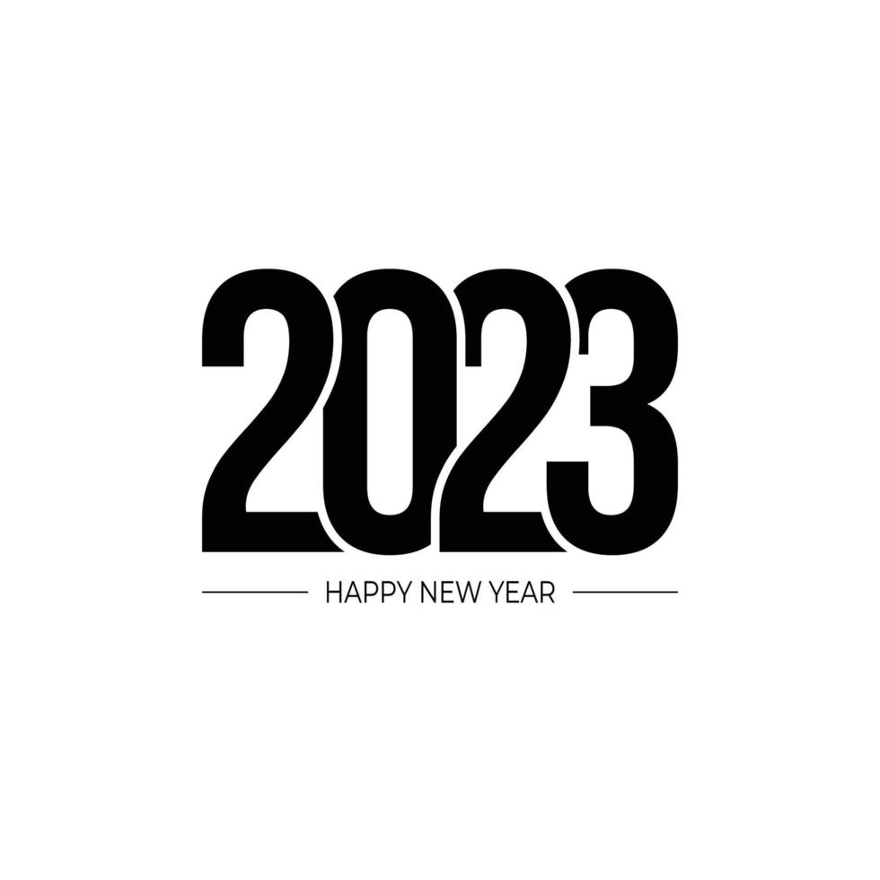 Frohes neues Jahr 2023 Textdesign. für broschürendesignvorlage, karte, banner. Vektor-Illustration. isoliert auf weißem Hintergrund. vektor