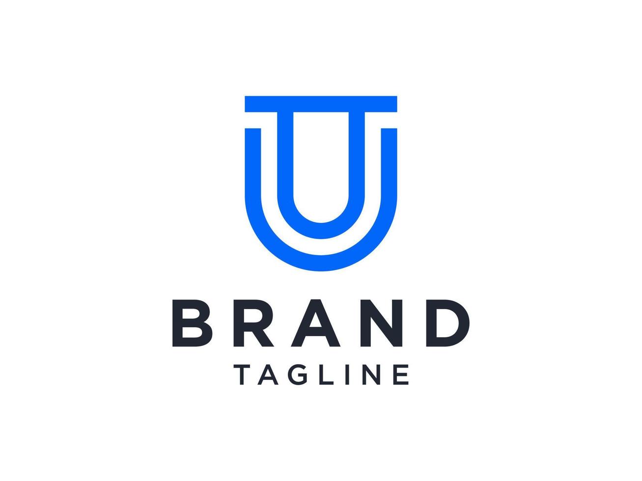första bokstaven u logotyp. blå geometrisk form origami stil isolerad på vit bakgrund. användbar för företags- och varumärkeslogotyper. platt vektor logotyp designmall element.