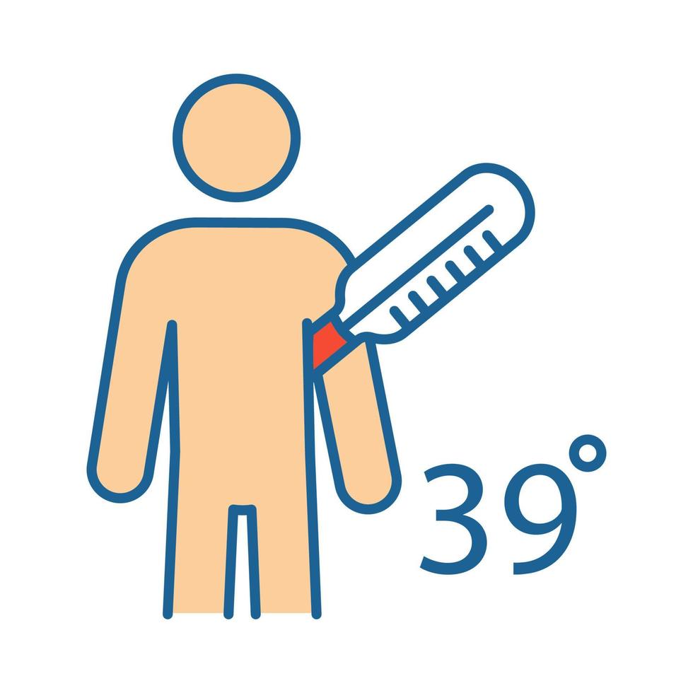 Fieber Farbsymbol. hohe Körpertemperatur. Krankheit, Erkältung, Grippesymptom. Nebenwirkung der Impfung. isolierte Vektorillustration vektor