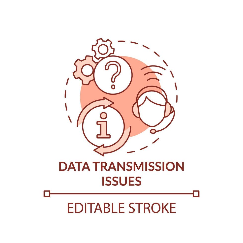 Datenübertragungsprobleme rotes Konzeptsymbol. Informationsunterstützung. maas ausgabe abstrakte idee dünne linie illustration. isolierte Umrisszeichnung. editierbarer Strich. vektor