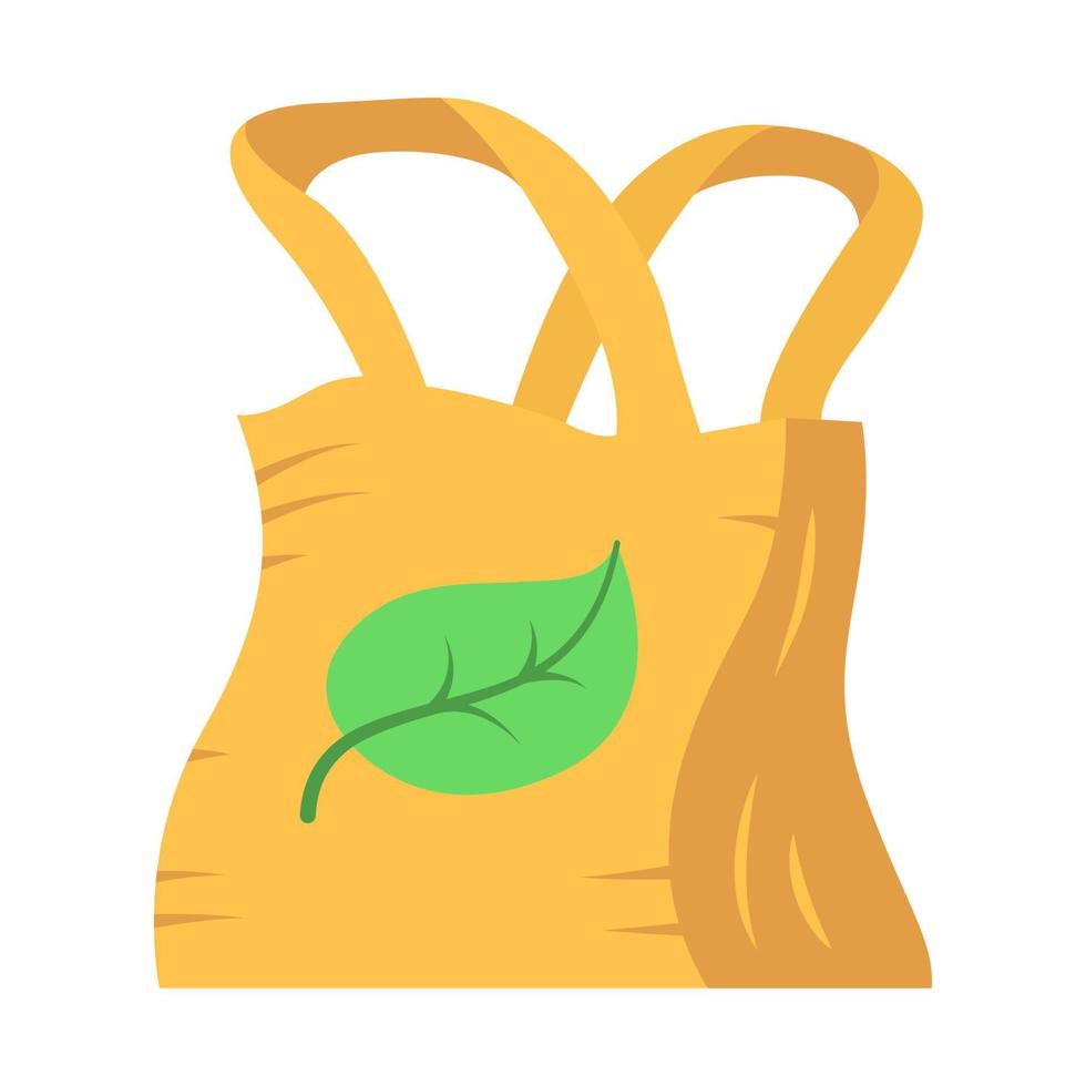 Öko-Tasche flaches Design lange Schattenfarbe Symbol. Zero-Waste-Tausch. umweltfreundliches, wiederverwendbares, recycelbares Textil. umweltfreundliche Einkaufstasche Handtasche. Ökologischer Stoff. Vektor-Silhouette-Illustration vektor