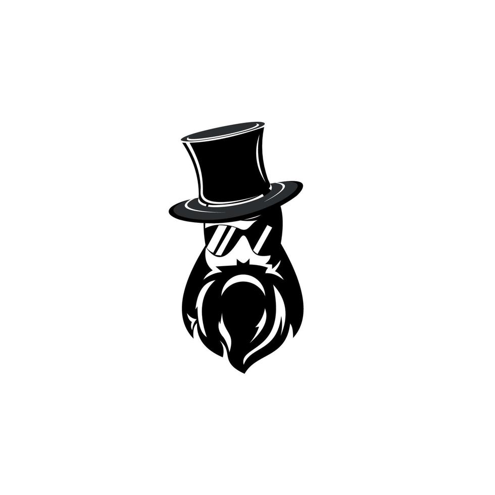 illustration av en mans logotyp med en magisk hatt isolerad av en vit bakgrund vektor