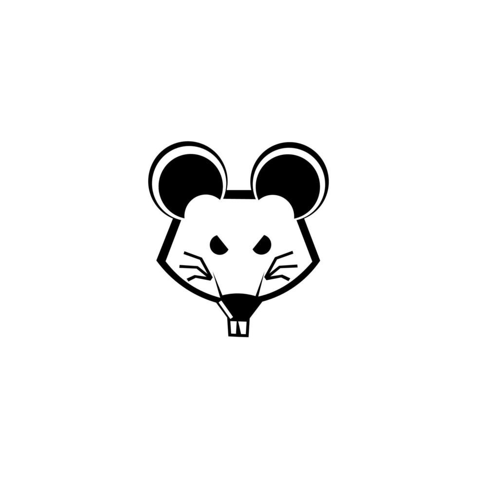 Head Mouse Art Logo Design Inspiration, isoliert auf weißem Hintergrund, flaches Design, vektor