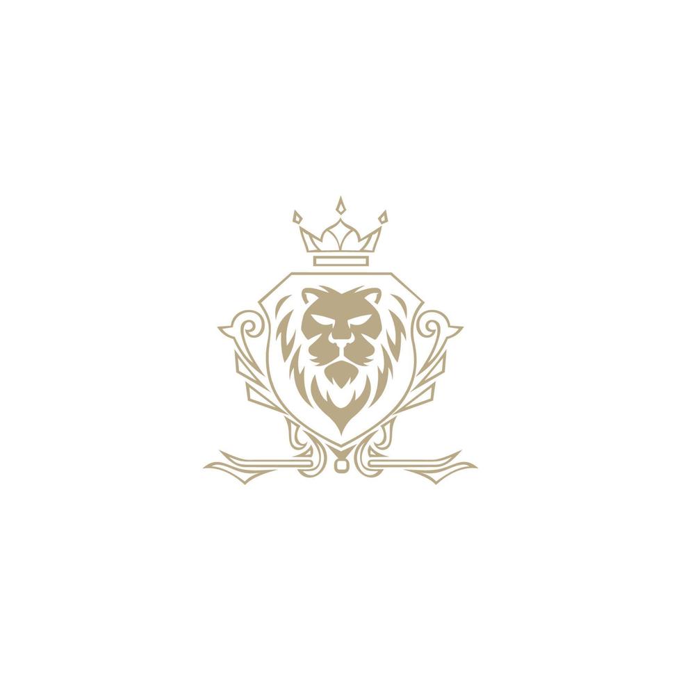 lejonkungens logotyp. lejonhuvud och krona vektor. element för varumärkesidentitet. vektor