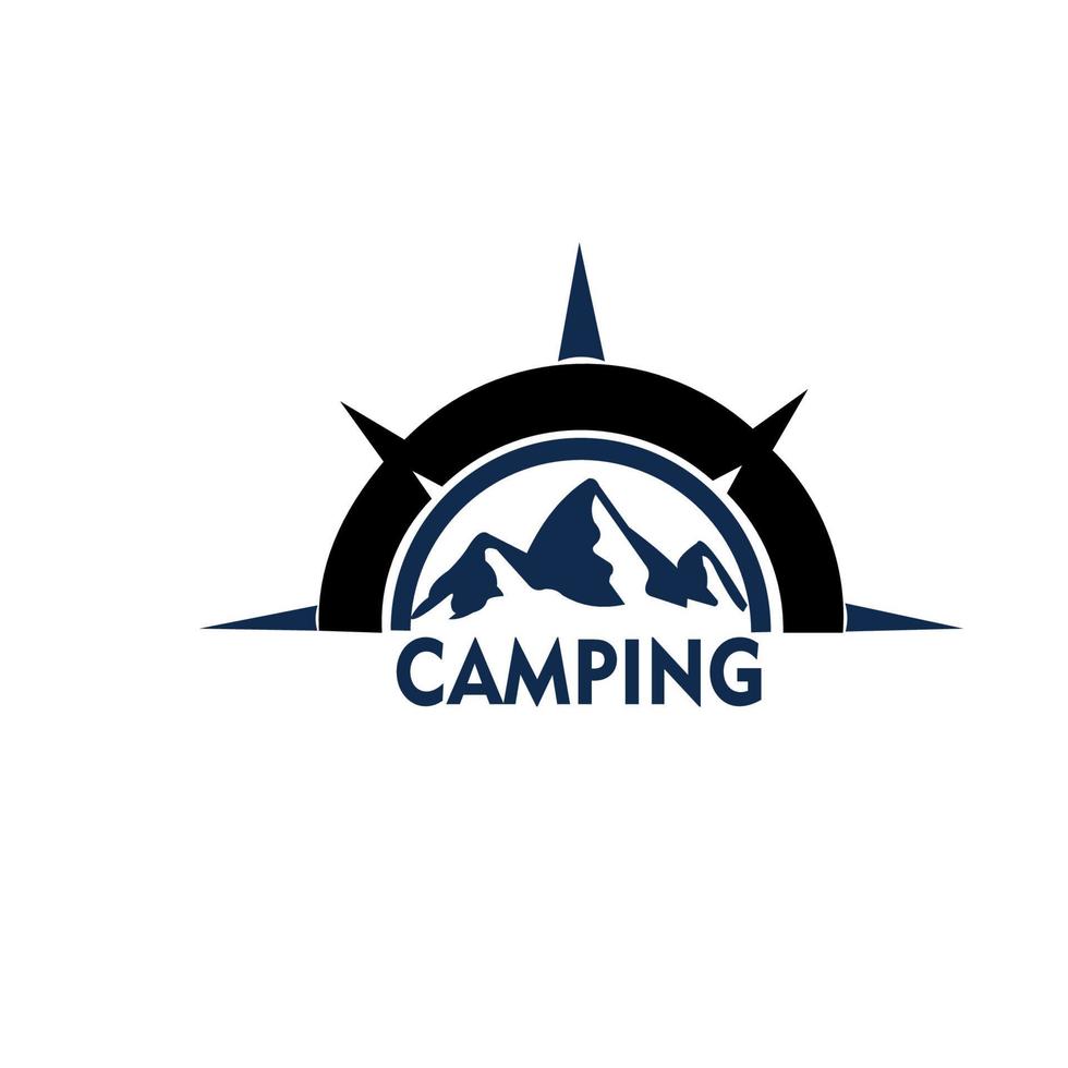 logotyp för camping bergsäventyr, bergscamping present, camping och utomhusäventyr emblem vektor