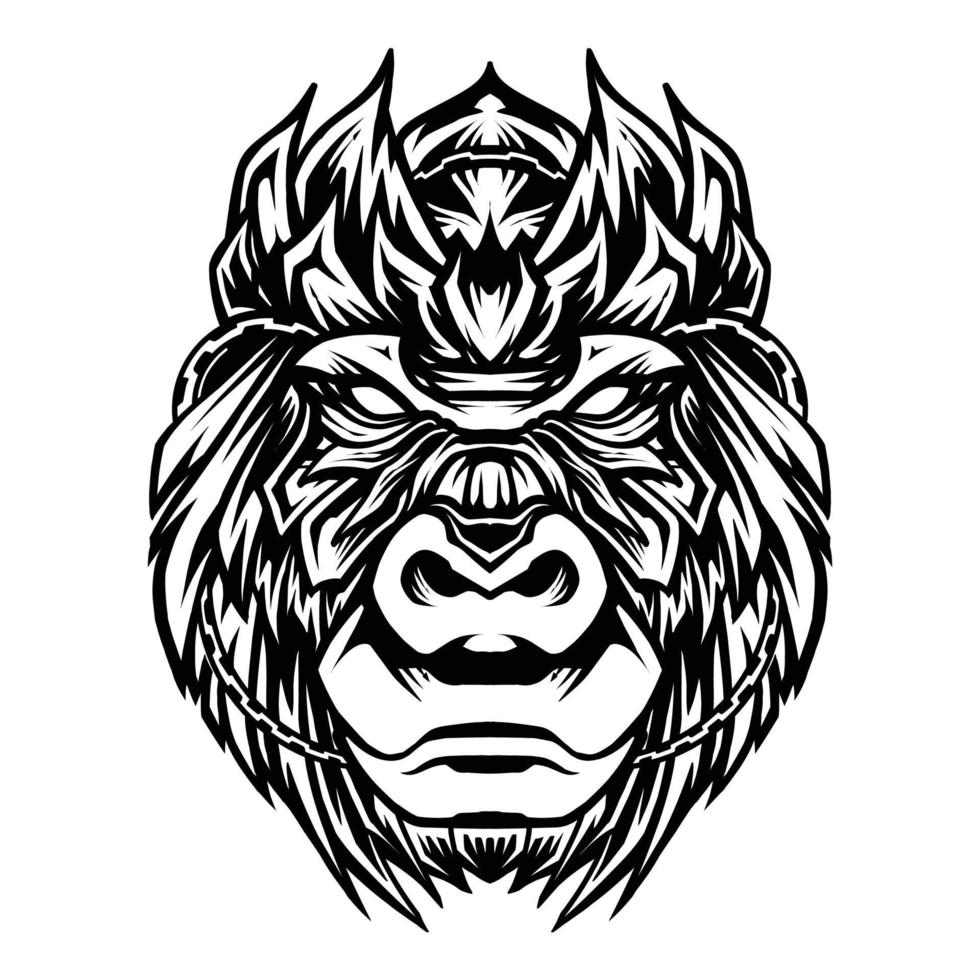 gorilla head line art vektorillustration vektor