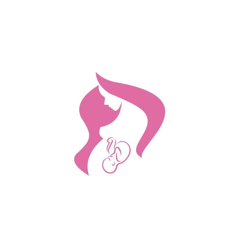 Logo der schwangeren Frau, Symbol für die Mutterpflege, Vektorillustration auf weißem Hintergrund vektor