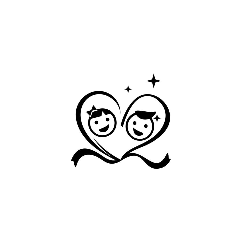 Mann und Mädchen verlieben sich in Logo-Design-Vorlage. valentinstaggrüße, herzformrahmen. Flayer, Einladung, Poster, Broschüre, Banner. vektor