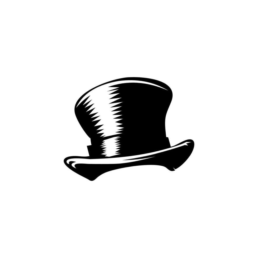 Tophat-Vektor-Symbol. männliche Kopfkappe. Herrenhut. Mann Retro-Kostüm. Herr vektor