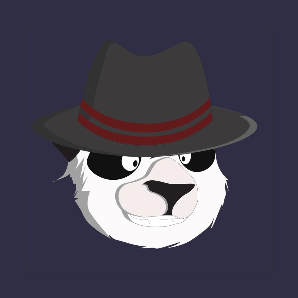 Pandabärenkopf mit Hut freier Vektor