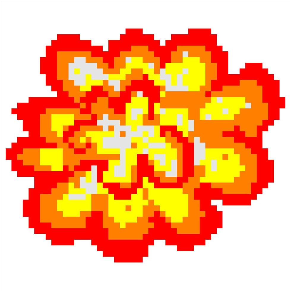 explosion med pixelkonst. vektor illustration.