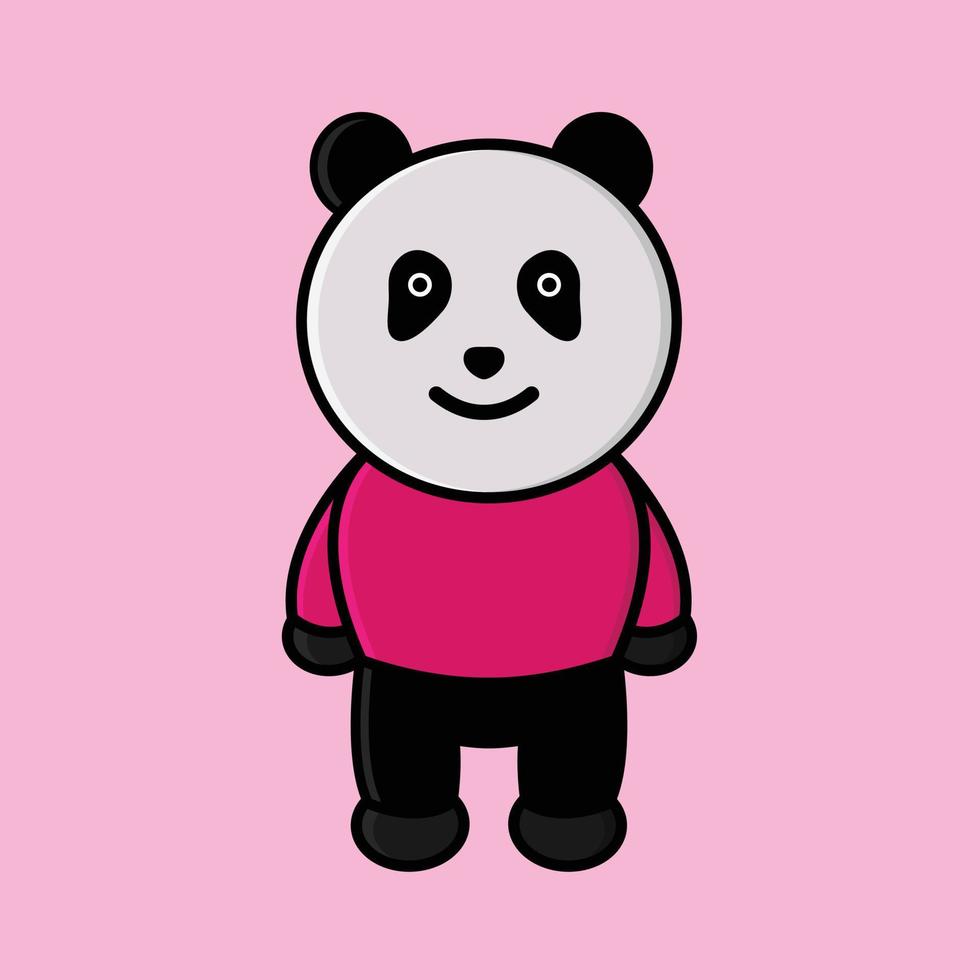 niedliches panda-maskottchen mit rosa pullover des illustrationsvektors vektor