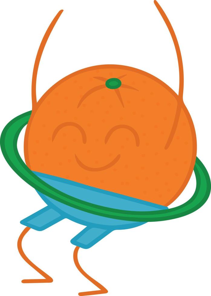 ein fröhliches Orange windet den Hula-Hoop-Reifen um ihn. Bild für Plakate Werbebanner. Vektor-Illustration vektor