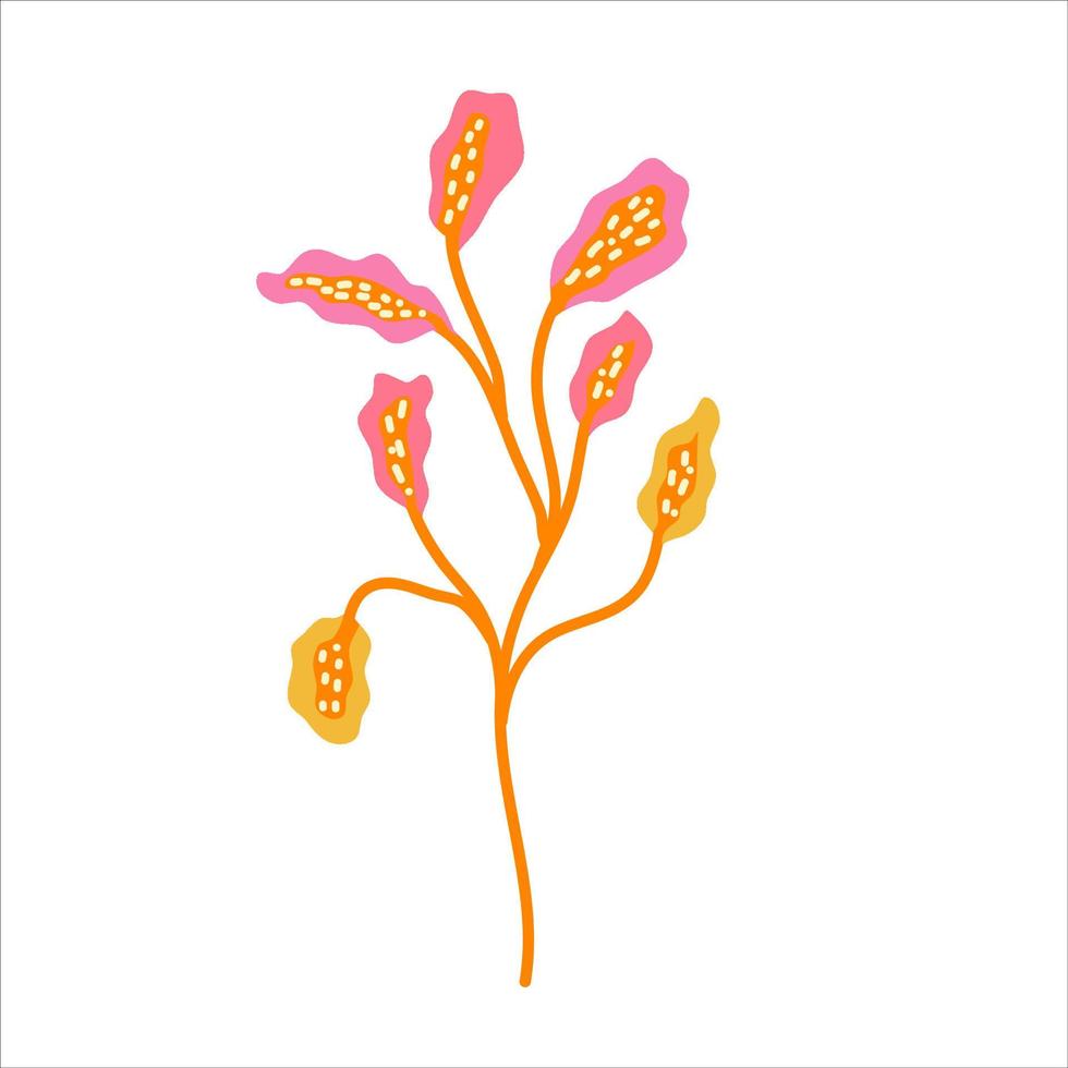 rosa blad platt isolerade illustration. löv från trädgård eller skog, från ett träd miljövänlig organisk dekoration. naturlig sommargrönska. vektor illustration. blommig gren. rosa färg