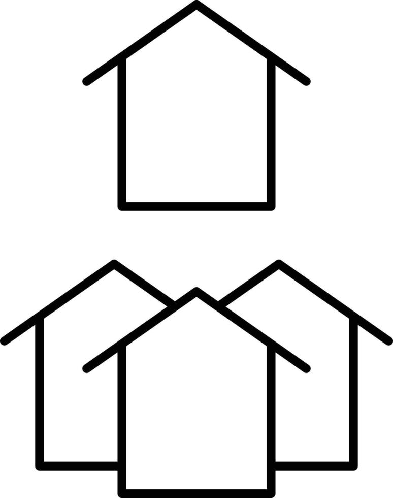 Haus Cluster dünne Linie einfaches Symbol vektor