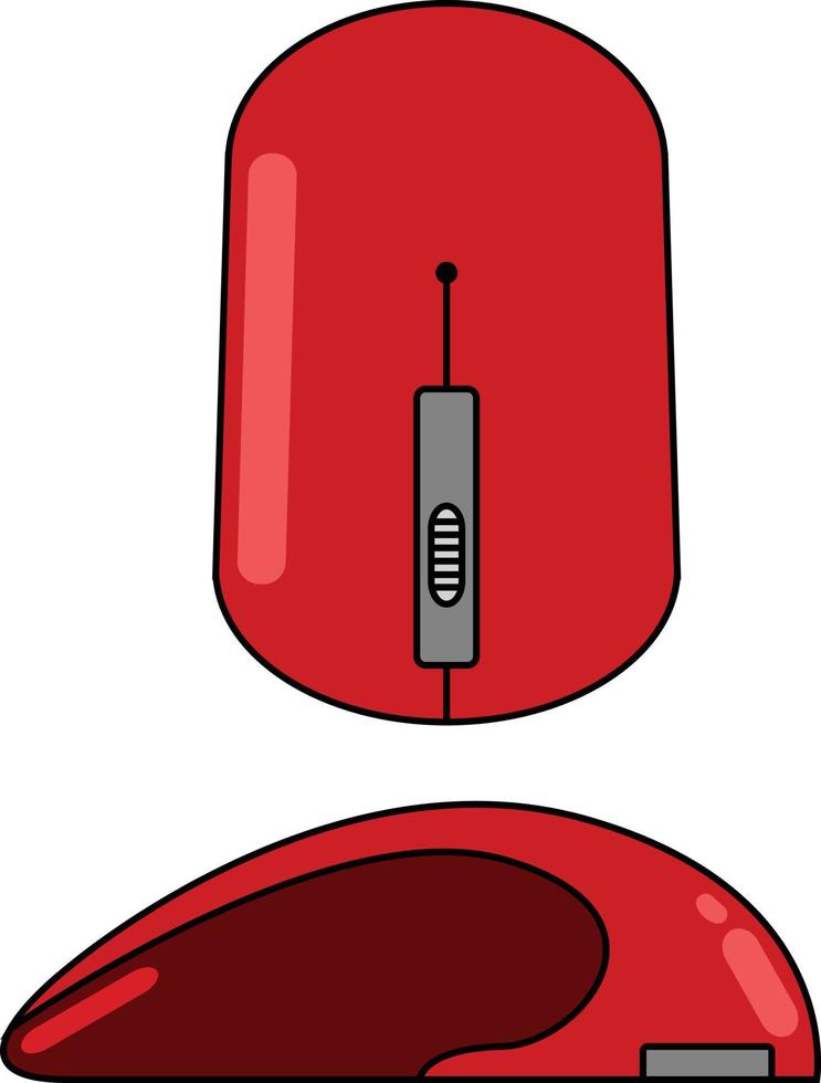 Flacher Vektor des roten drahtlosen Maussymbols für Technologiegrafikelement