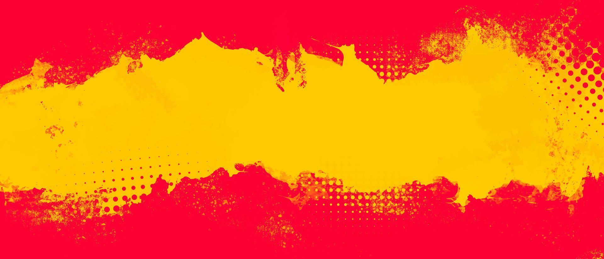 gelber und roter abstrakter Schmutzhintergrund mit Halbtonart. vektor