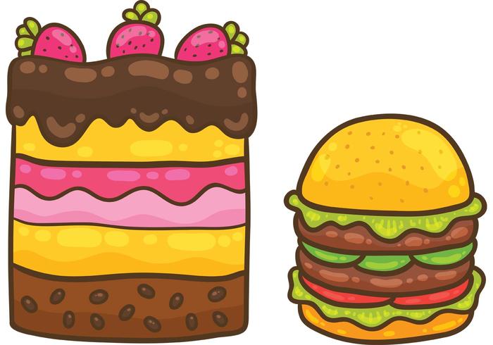 Cake Vector och Burger Vector Pack