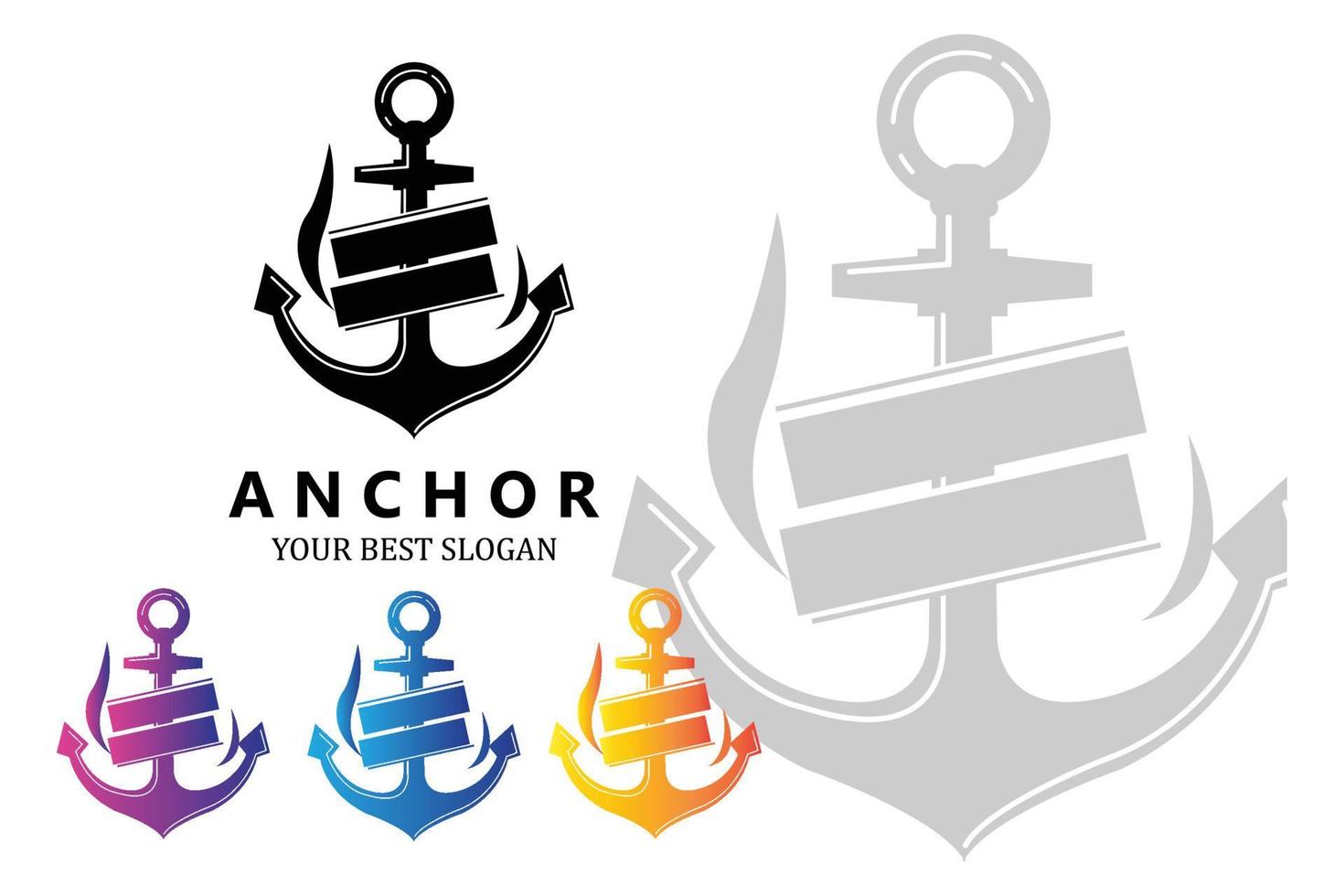 Schiffsanker-Logo-Symbolvektor, Hafen, Retro-Design-Illustration vektor