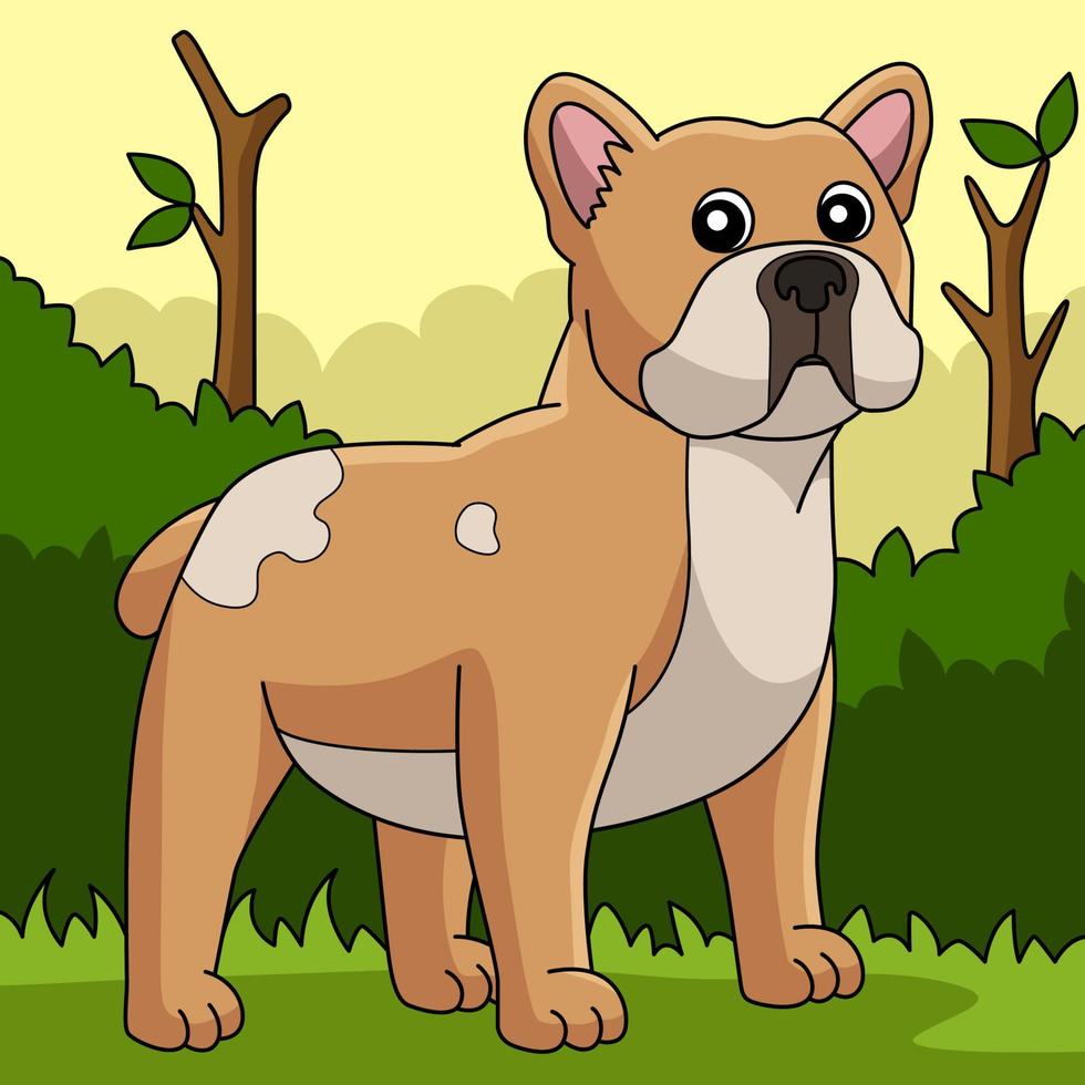 französische bulldogge hund farbige karikaturillustration vektor