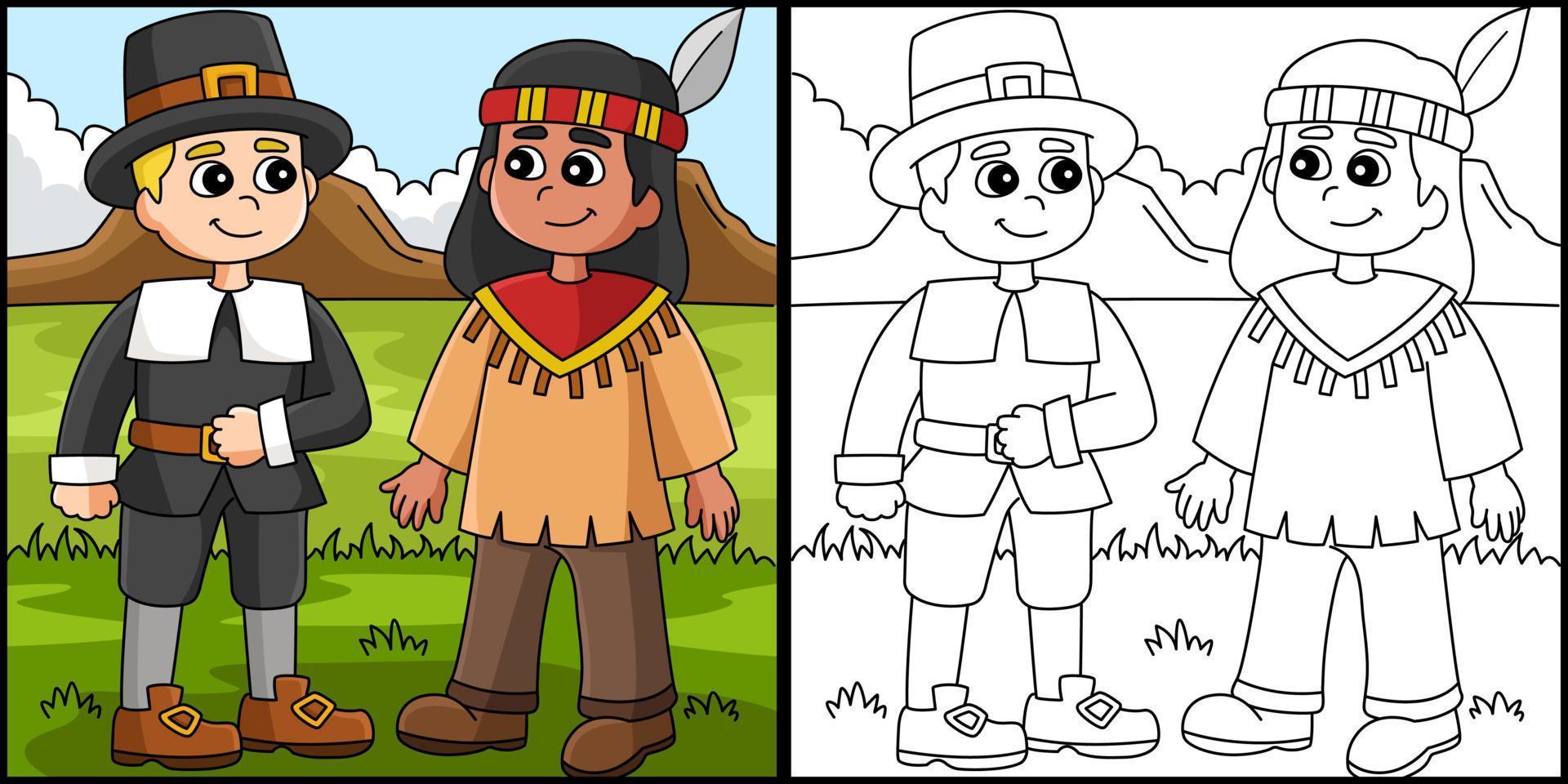 Thanksgiving indian pilgrim illustration vektor