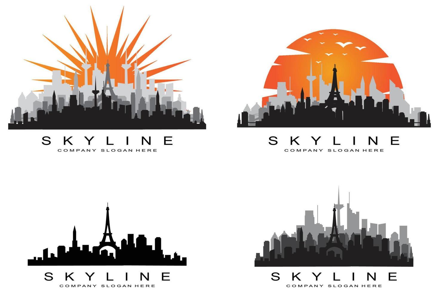 Skyline der Stadt, Wolkenkratzer für städtische Immobiliengebäude Logo-Design-Vektor vektor