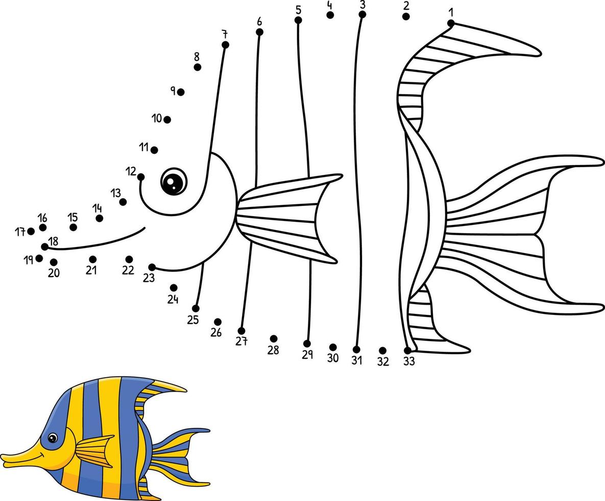 prick till prick angelfish målarbok för barn vektor