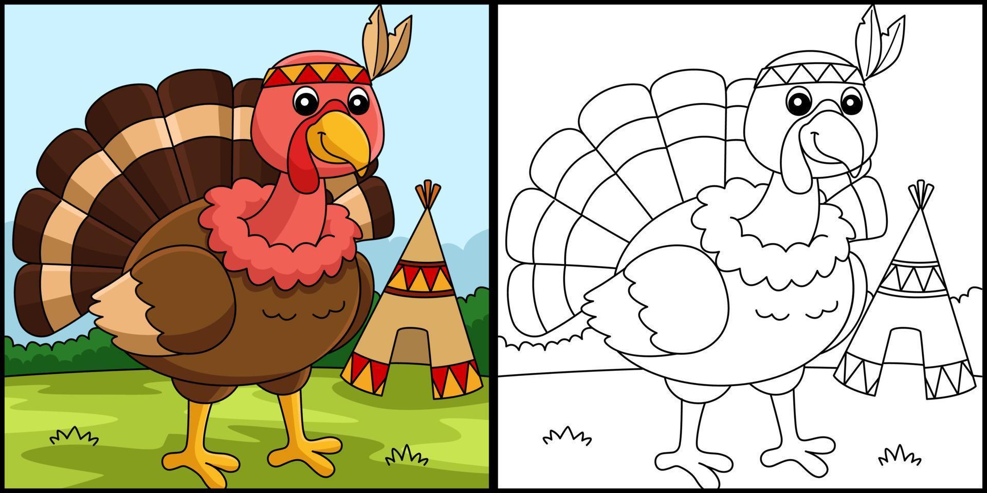 Thanksgiving kalkon indisk huvudbonad illustration vektor