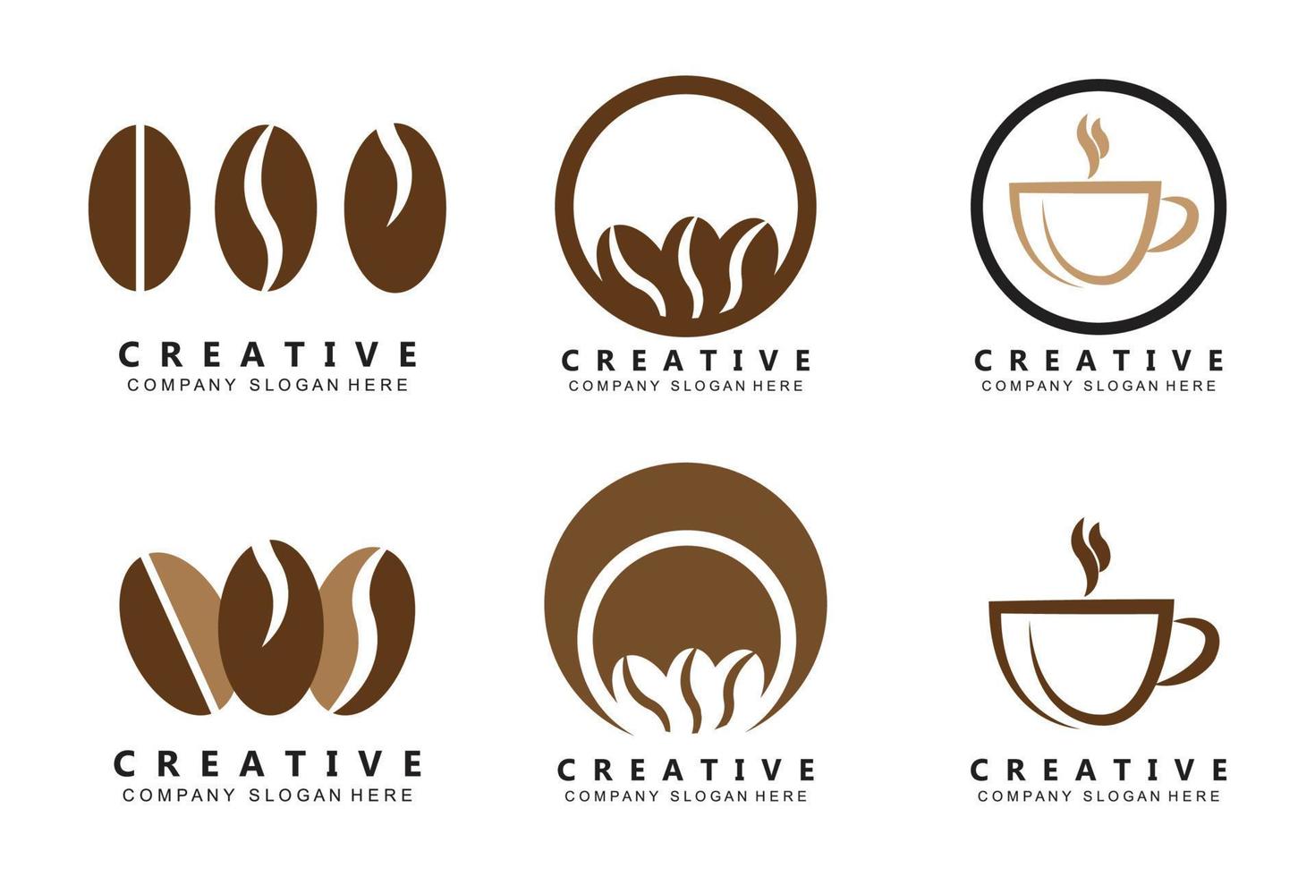 Bohnen und Kaffeetasse Logo Vorlage Vektor Icon Design