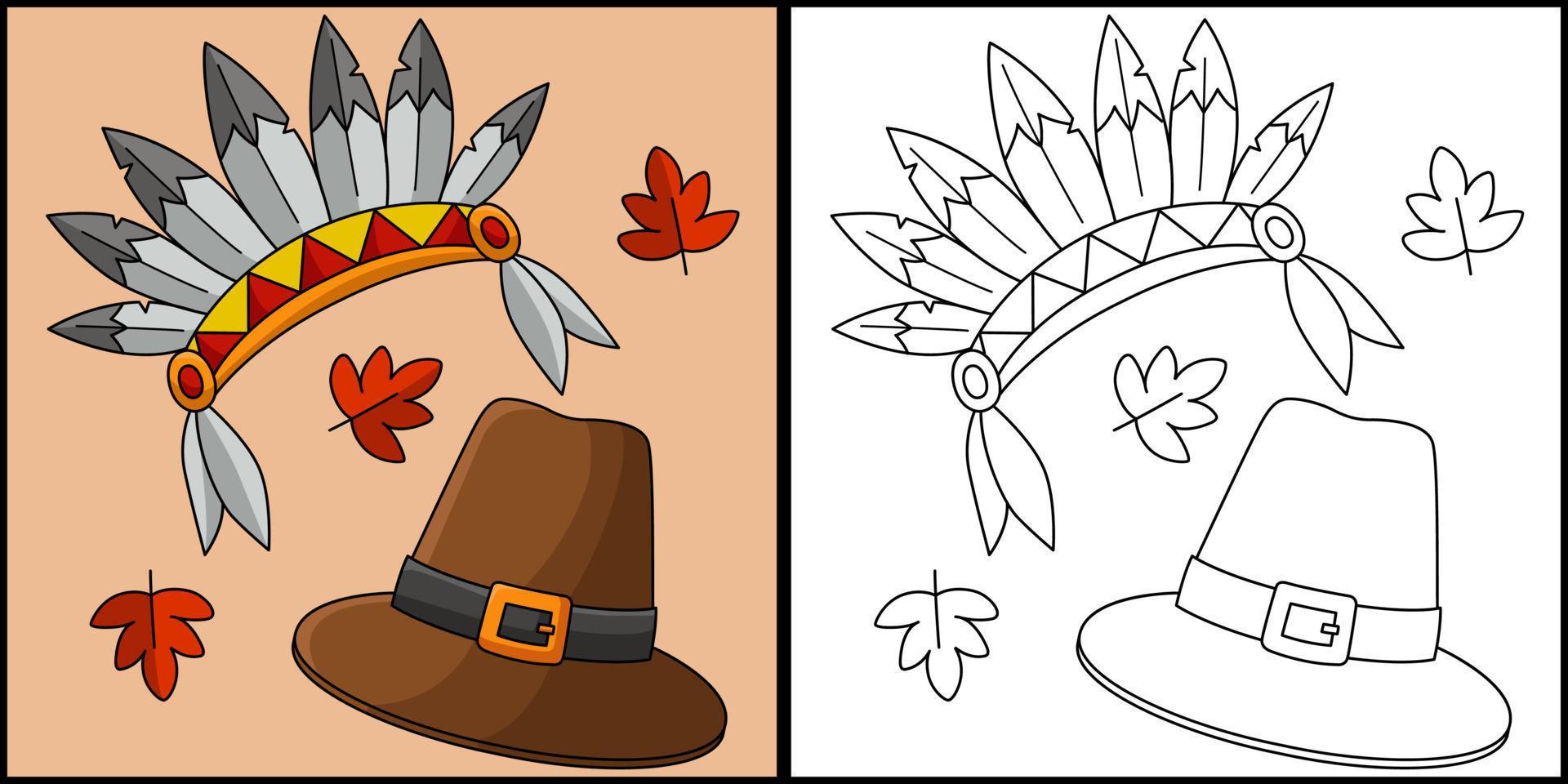 Thanksgiving Indian Headdress Pilgrim Illustration vektor