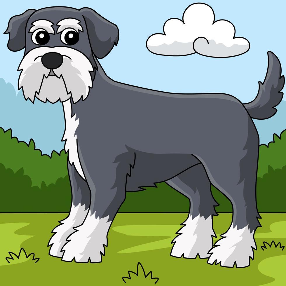 schnauzer hund farbige karikaturillustration vektor