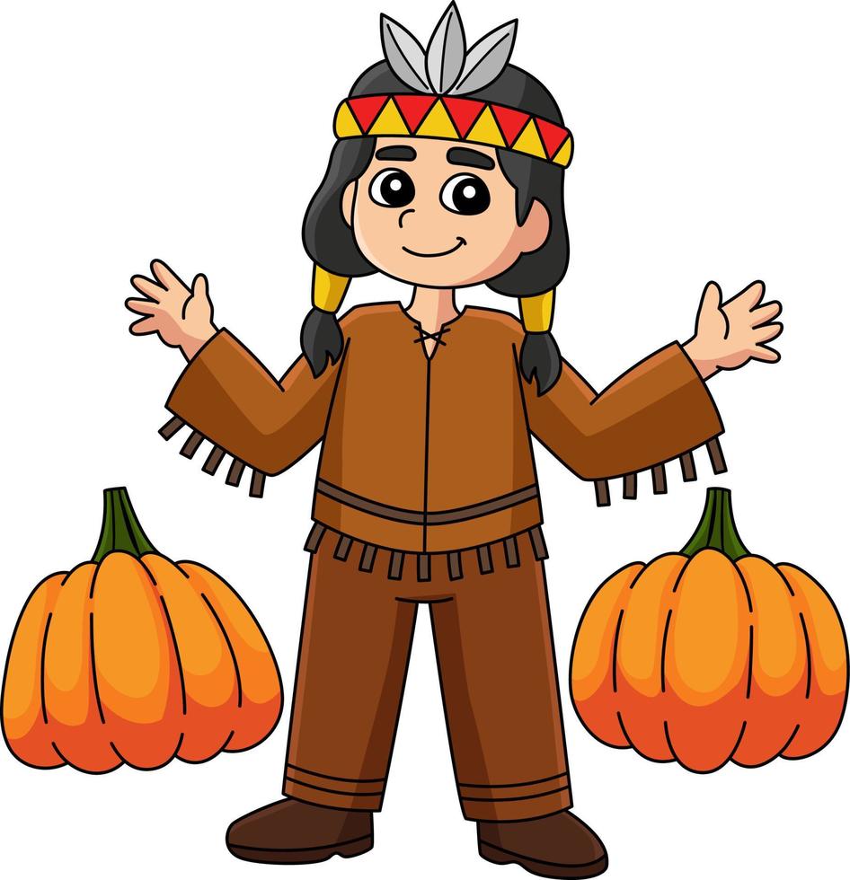 Thanksgiving Indianer Junge Cliparts vektor