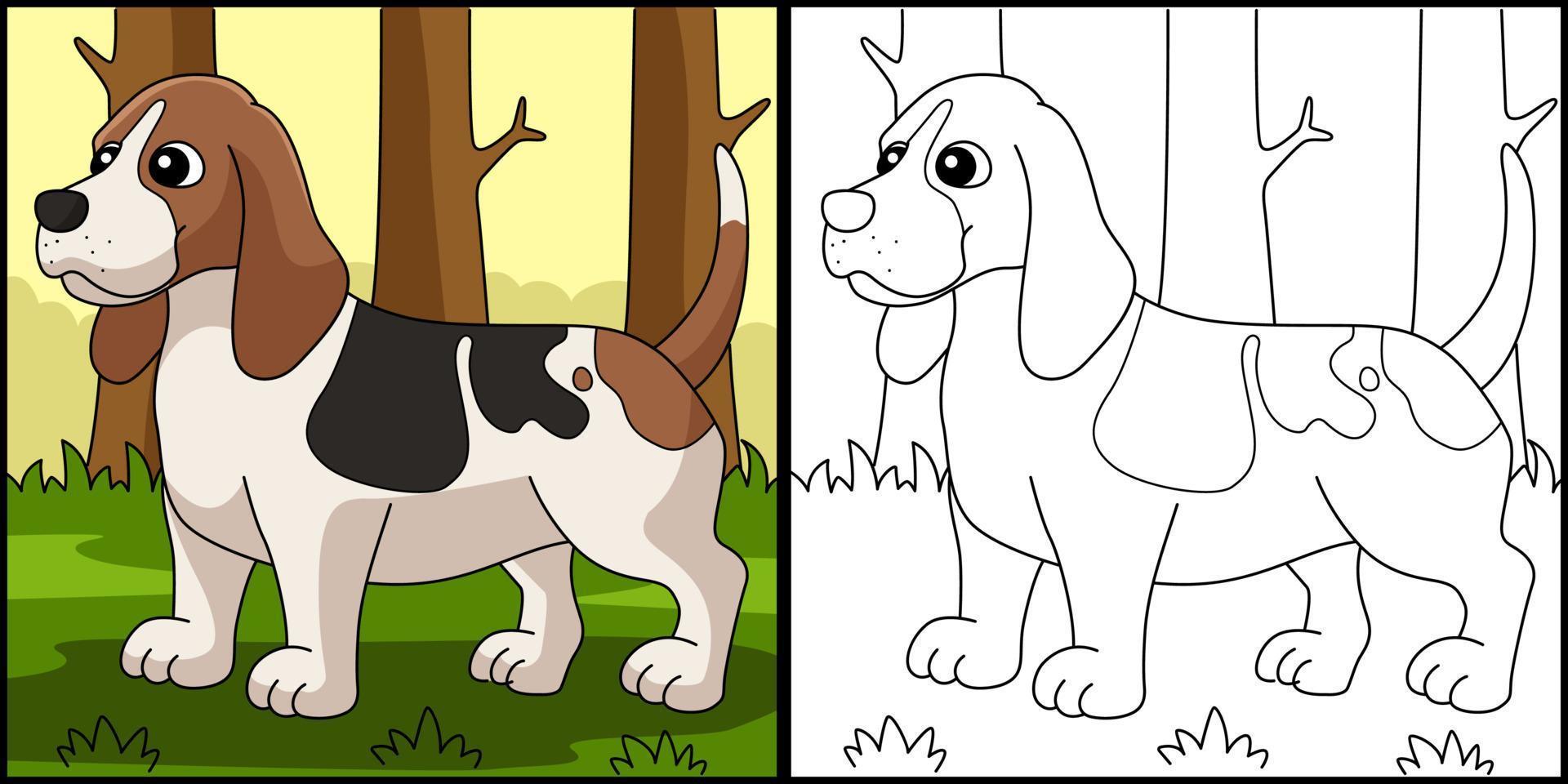 basset hound hund målarbok illustration vektor