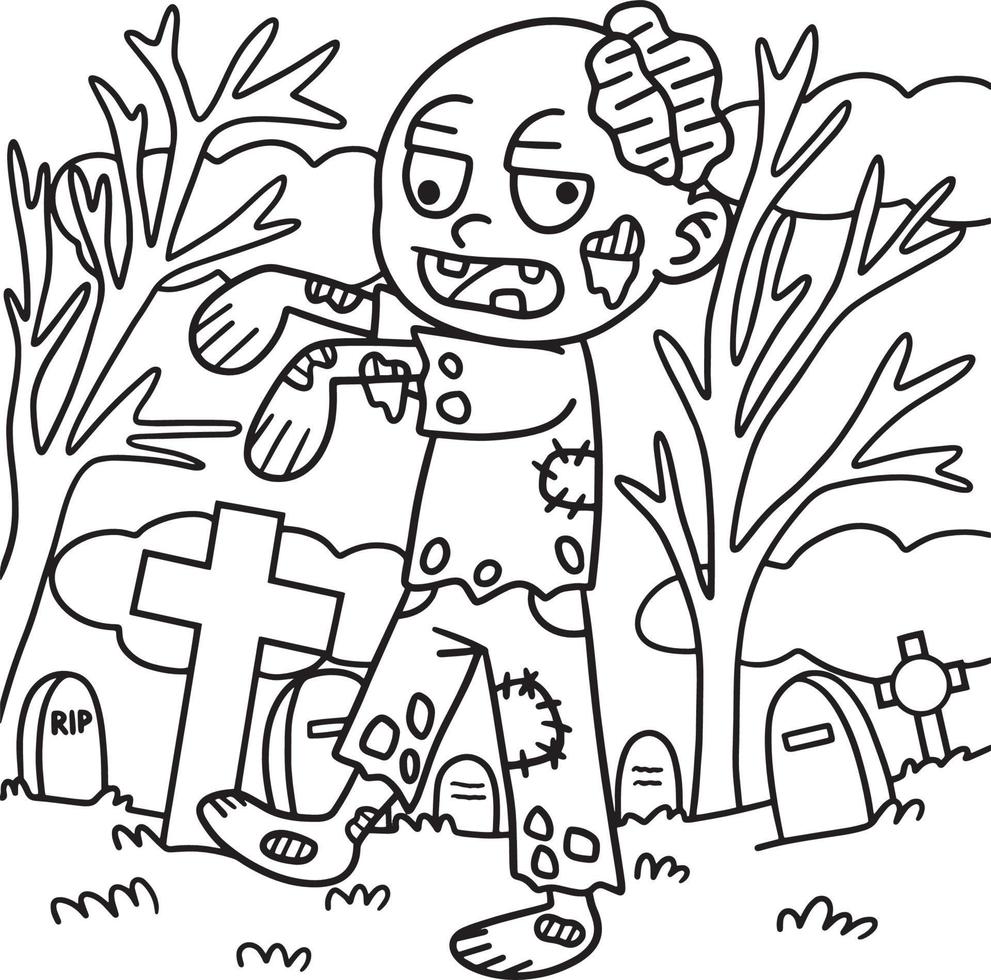 zombie halloween målarbok för barn vektor