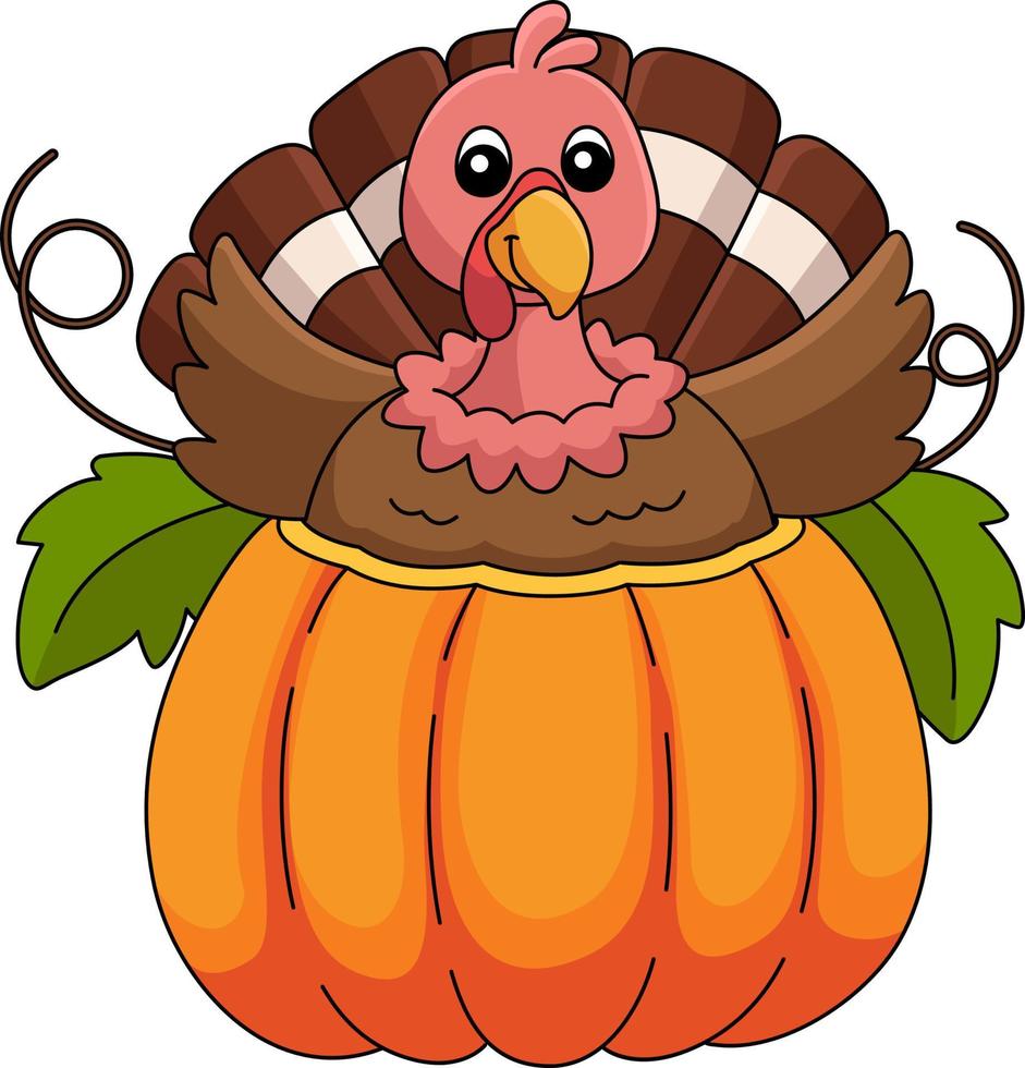 Thanksgiving-Truthahn im Kürbis-Cartoon-Clipart vektor