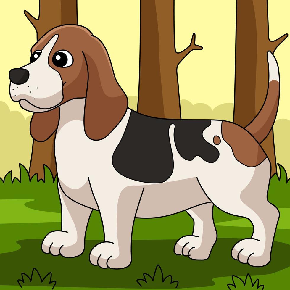 basset hound hund färgad tecknad illustration vektor