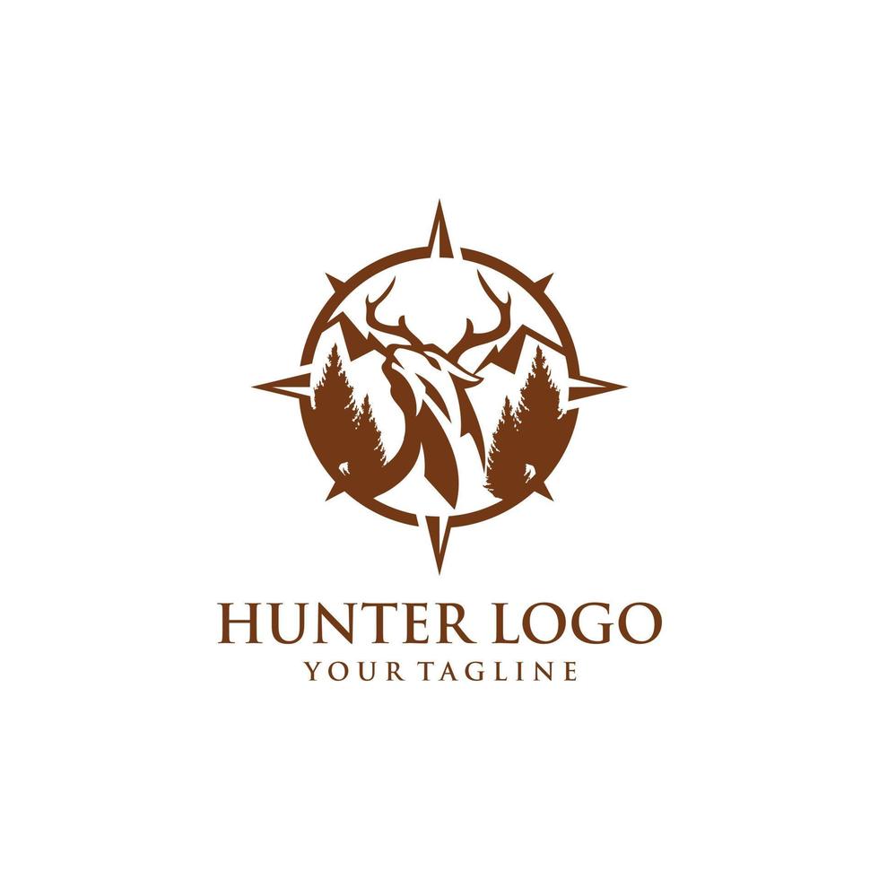utomhus jägare logotyp design vektor mall
