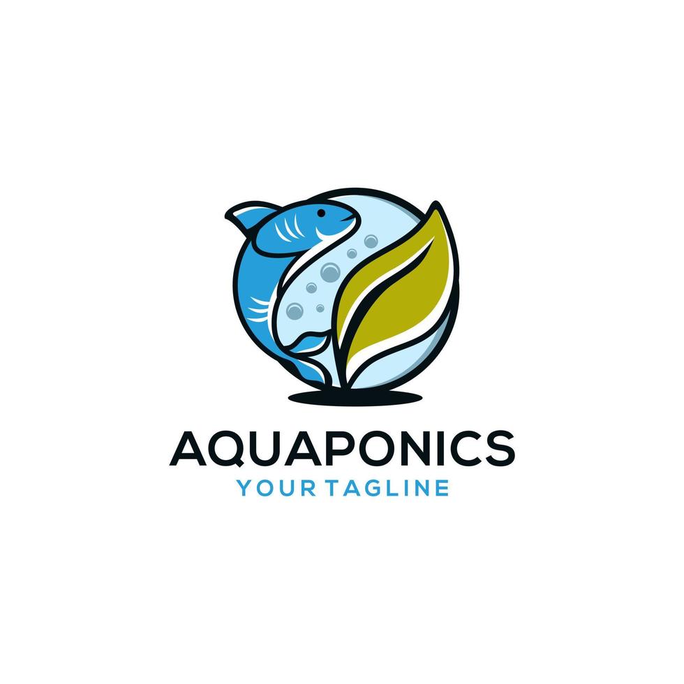 aquaponics logotyp lager vektor mall