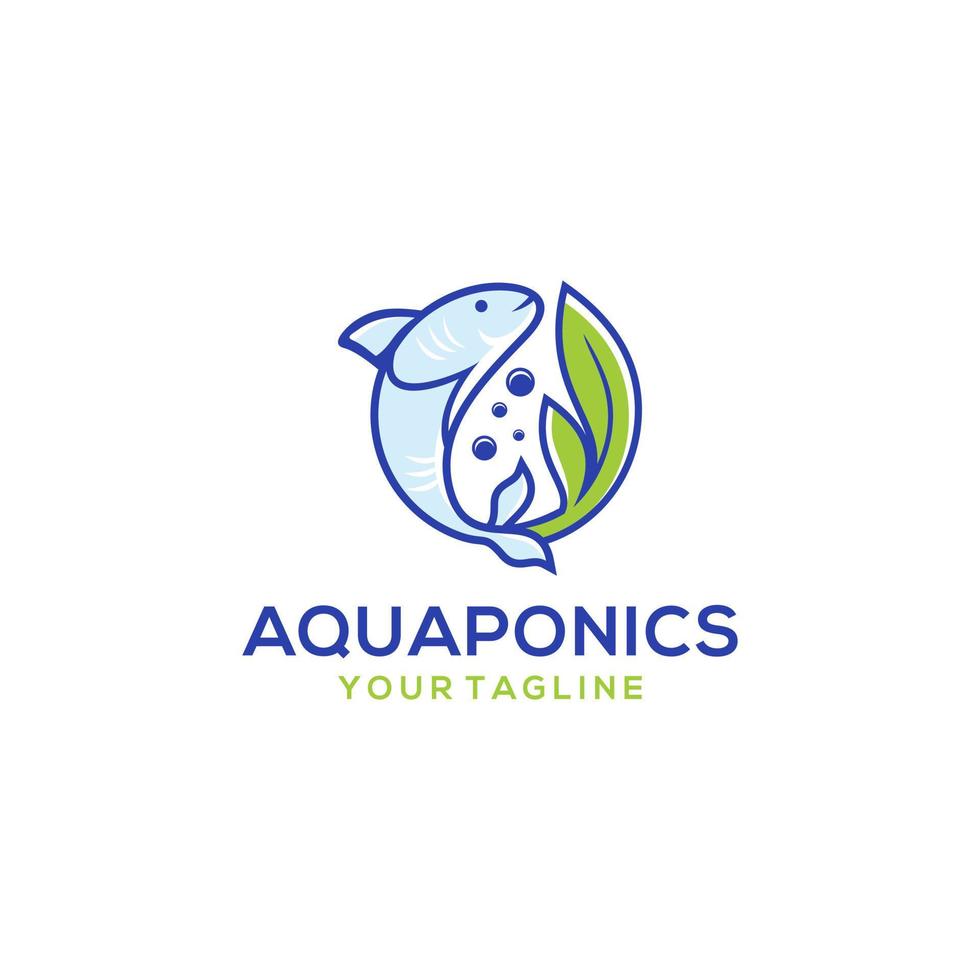 aquaponics logotyp lager vektor mall