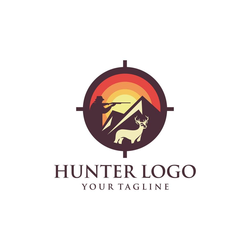 Outdoor-Jäger-Logo-Design-Vektor-Vorlage vektor