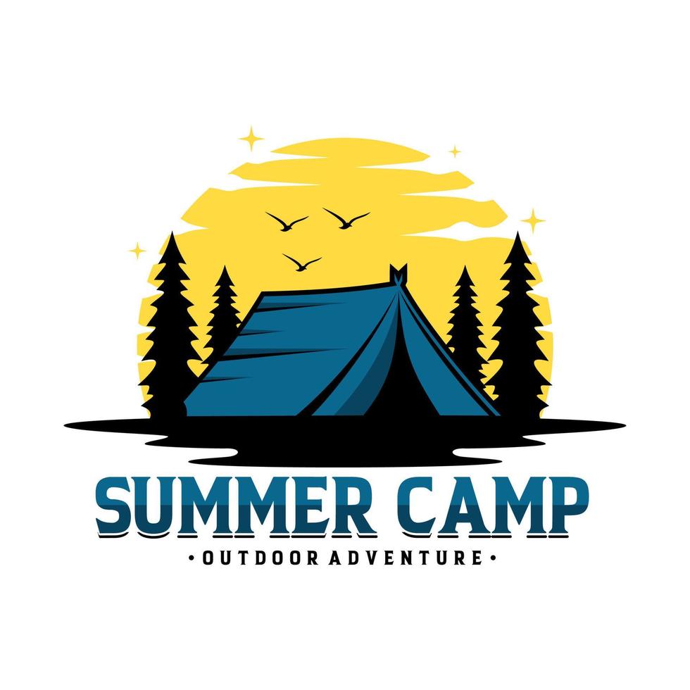 vintage sommercamp-logo-vorlage vektor