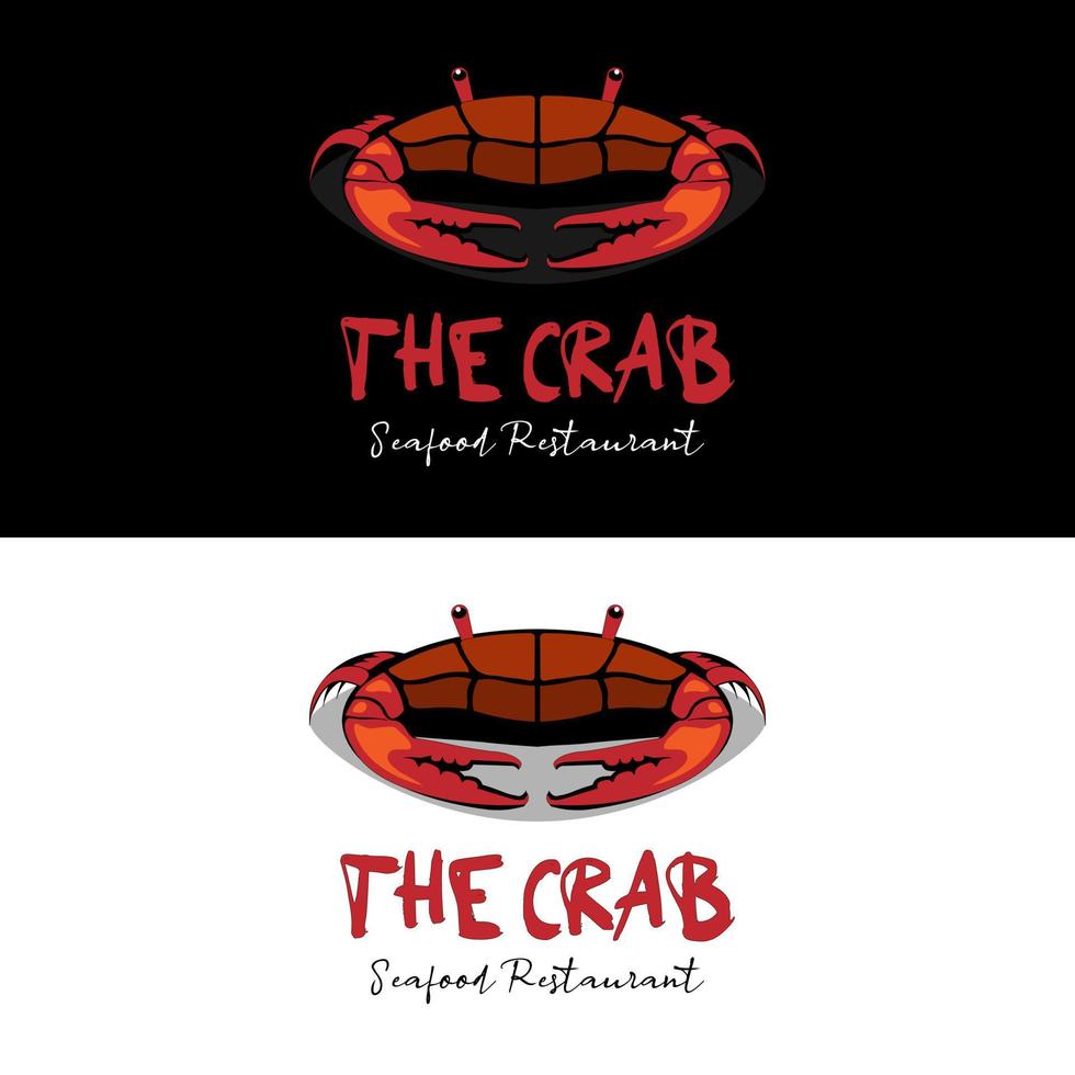 rote Krabbe mit großer Klaue für Retro-Vintage-Logo-Design-Idee für Fischrestaurants vektor