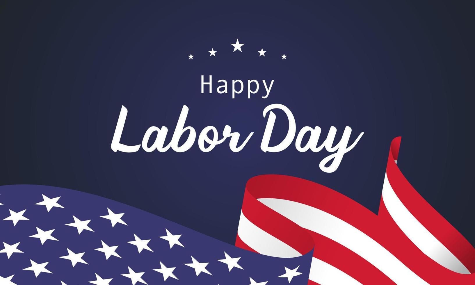 glad labor day design illustration, vackra USA flagga på blå bakgrund. vektor